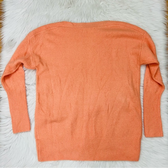 Anthropologie Naomi Peach Orange Merino Wool Blend Boatneck Sweater - Picture 3 of 8